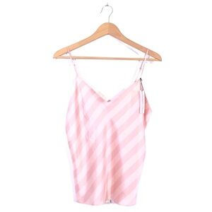 Victoria’s Secret Pink Striped Washable SILK Spaghetti Tank Top M NWT